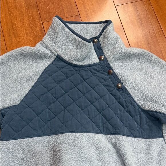 Abercrombie & Fitch Blue Snap-Front Fleece Quilt Chest Panel Tunic Size S - Picture 2 of 12